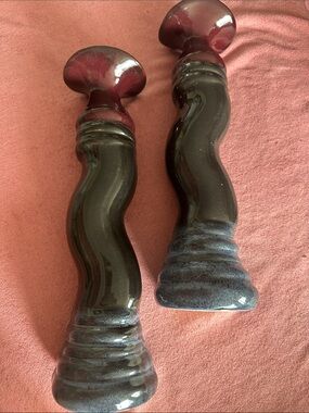 D. Lasser signed Authentic Vintage Spanish Candlesticks Pottery